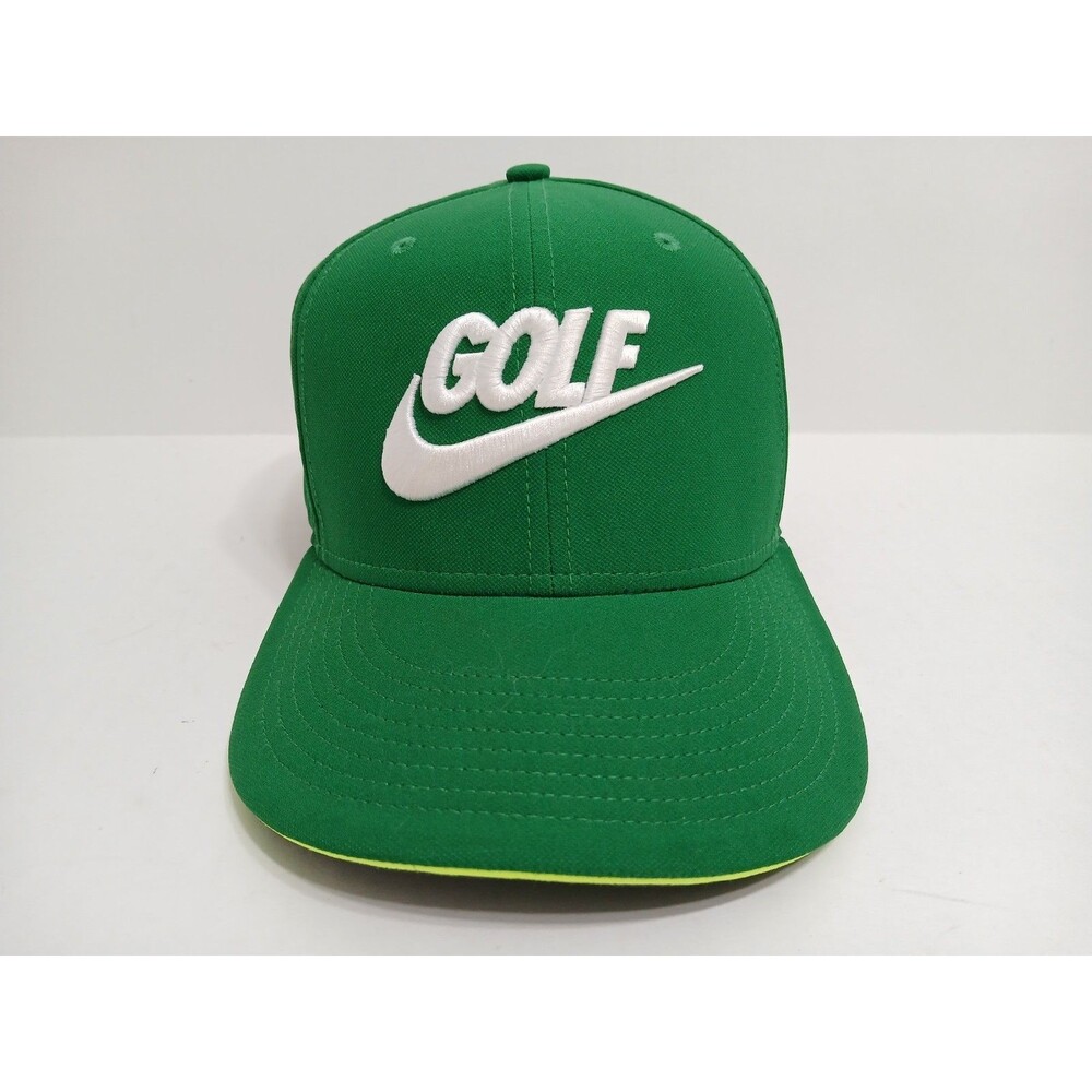 Nike Golf Hat Snapback Cap Green White Big Logo Rare Swoosh